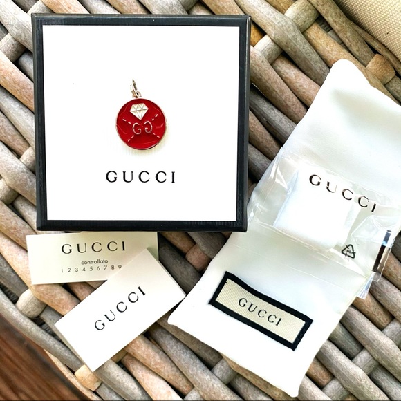 GucciGhost Sterling Silver & Enamel Diamond Charm - Picture 4 of 12